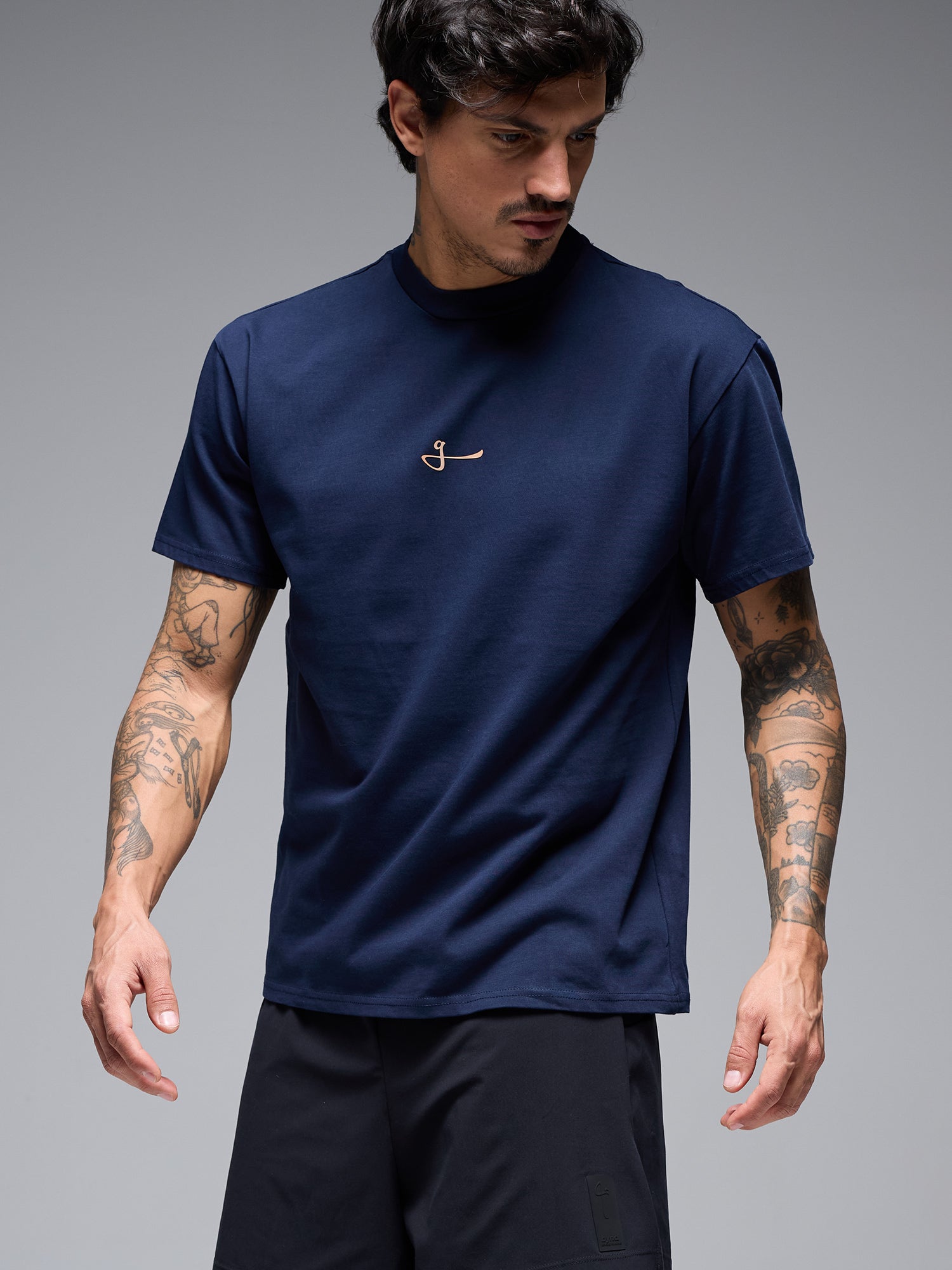 OVERSIZED COTTON CORE TEE - NAVY