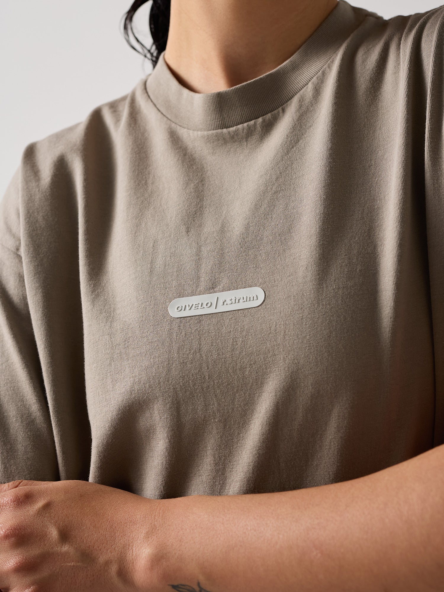 RACHEL STRUM x GIVELO OVERSIZED COTTON TEE - TAUPE