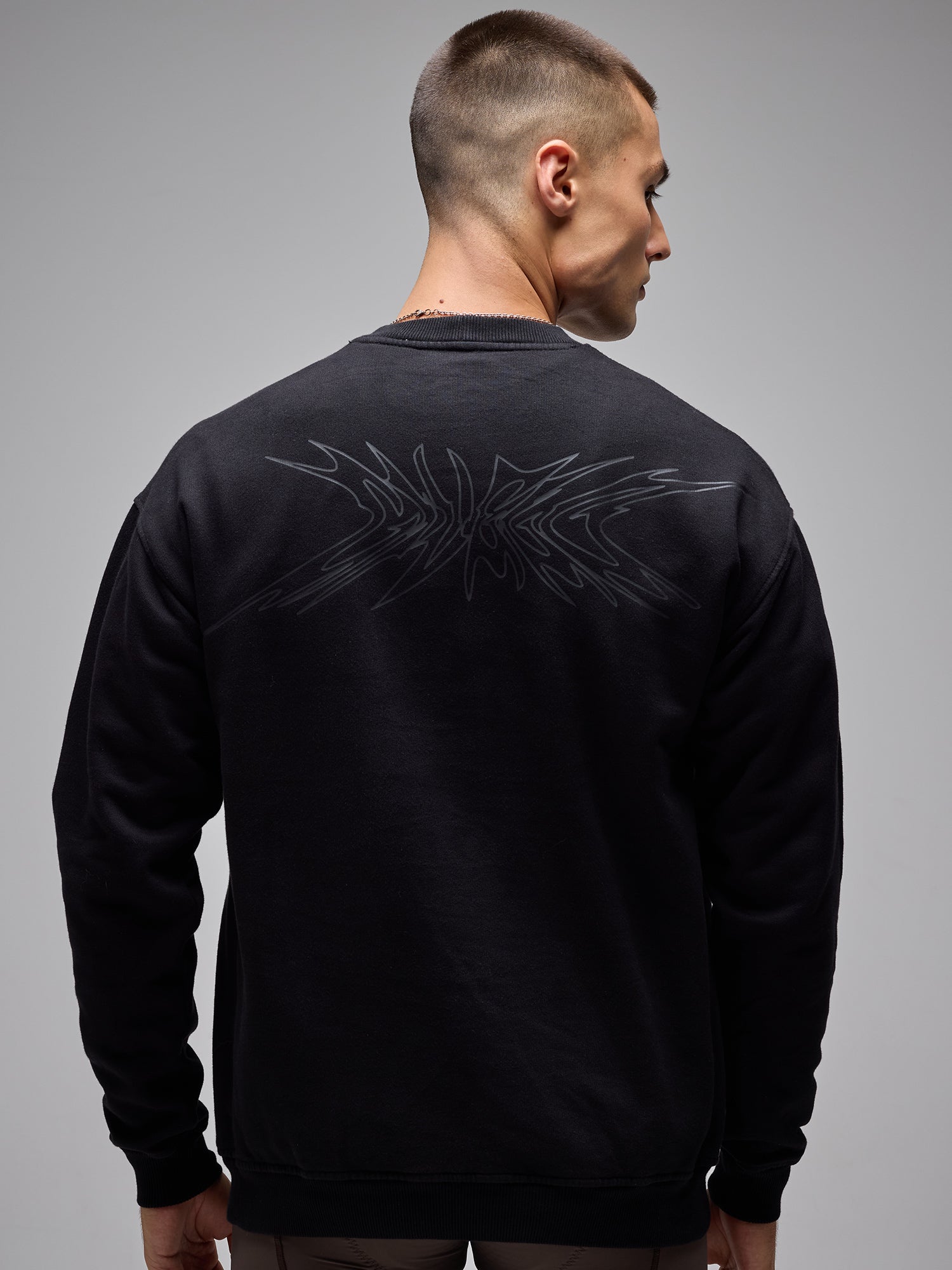 G90 COTTON CREW SWEATER - BLACK