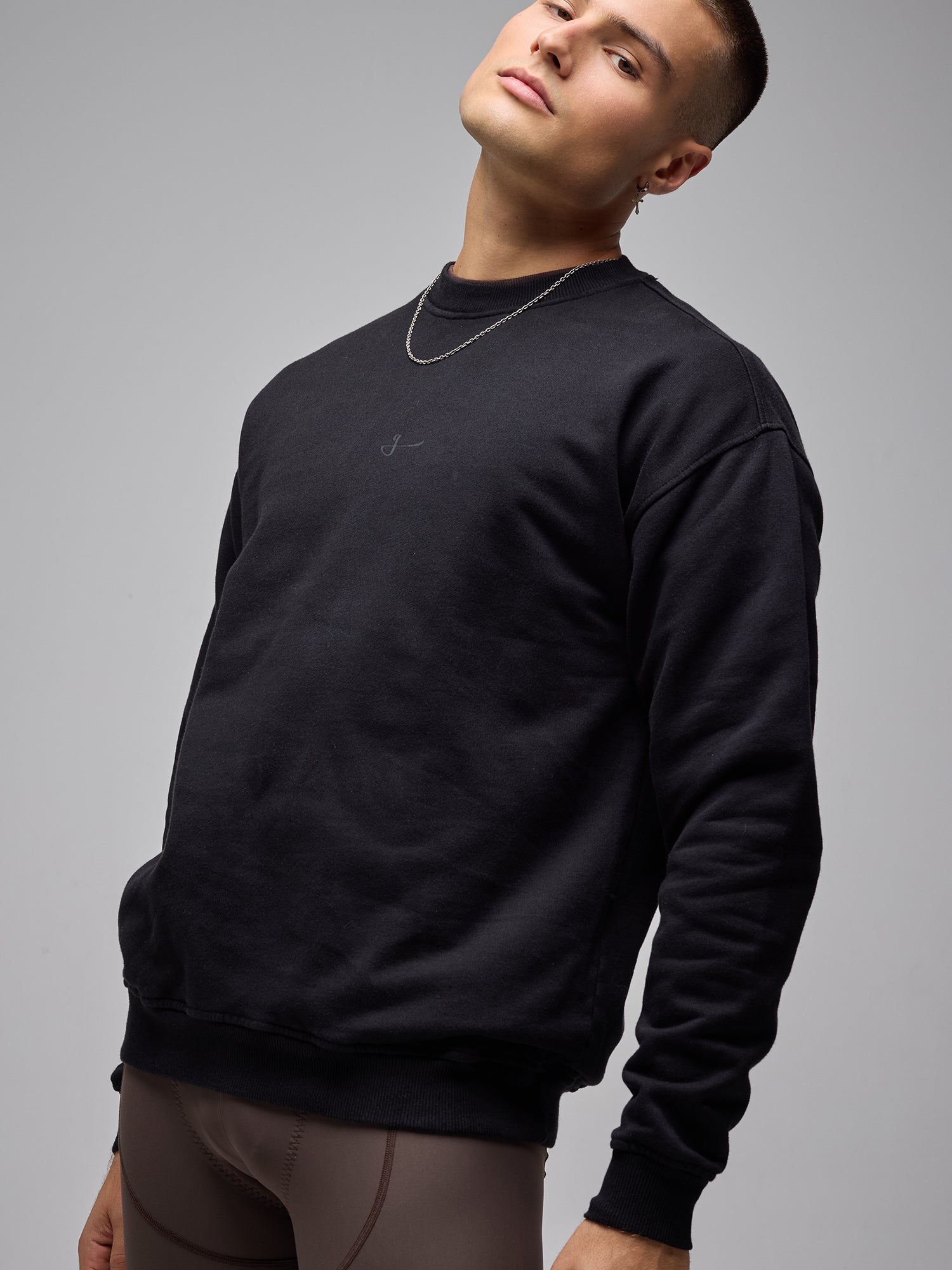 G90 COTTON CREW SWEATER - BLACK
