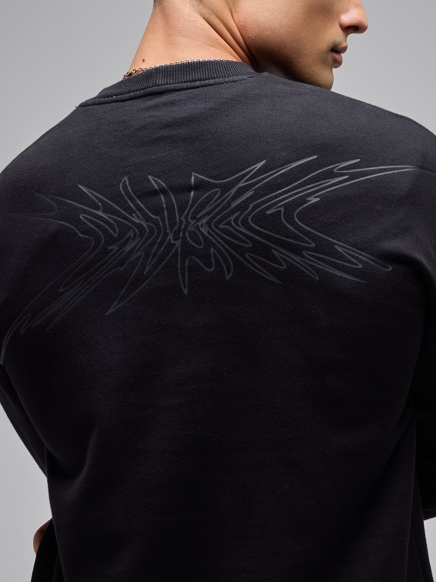 G90 COTTON CREW SWEATER - BLACK
